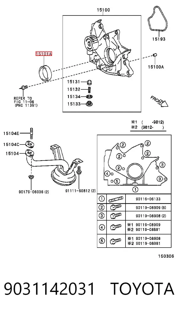 Uszczelniacz wału korbowego przedni 9031142031 Toyota