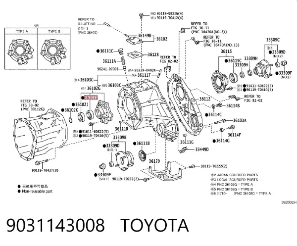 Uszczelniacz skrzyni rozdzielczej, wału sprzęgłowego 9031143008 Toyota