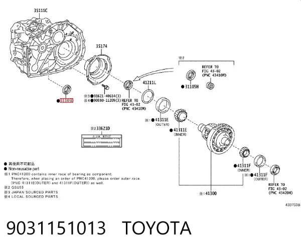 Uszczelniacz automatycznej/mechanicznej slrzyni biegów (wału wejściowego/sprzęgłowego) 9031151013 Toyota