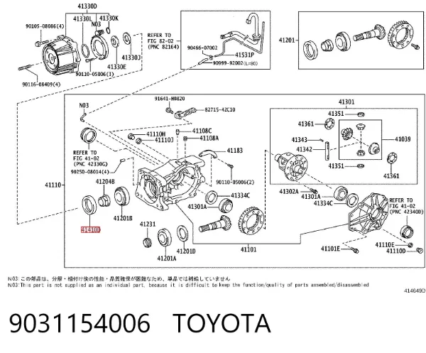 Uszczelniacz końcówki reduktora mostu tylnego 9031154006 Toyota