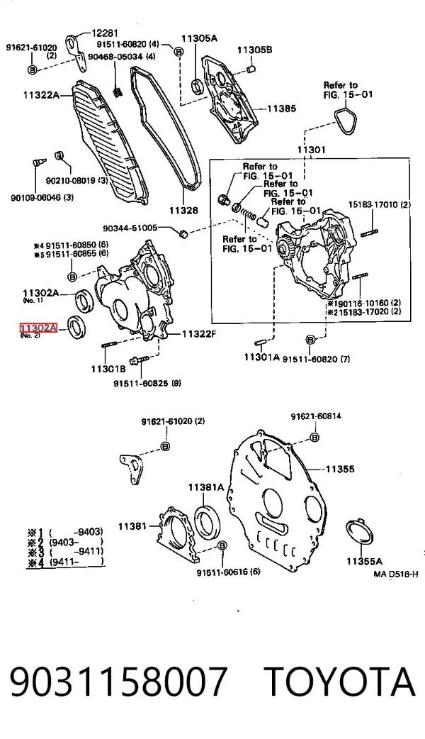 Uszczelniacz wału korbowego przedni 9031158007 Toyota