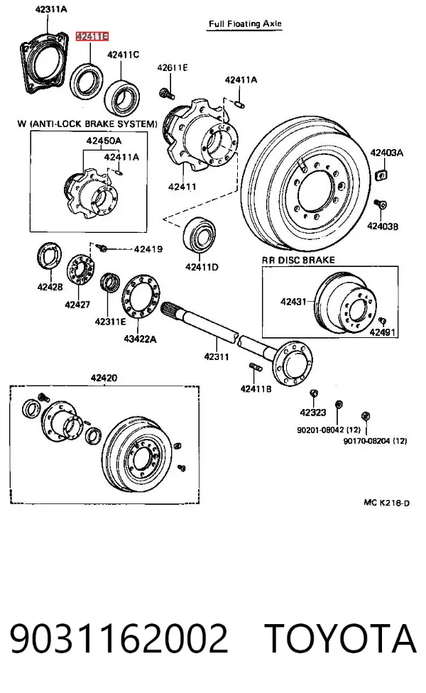 Uszczelniacz piasty tylnej wewnętrzny 9031162002 Toyota