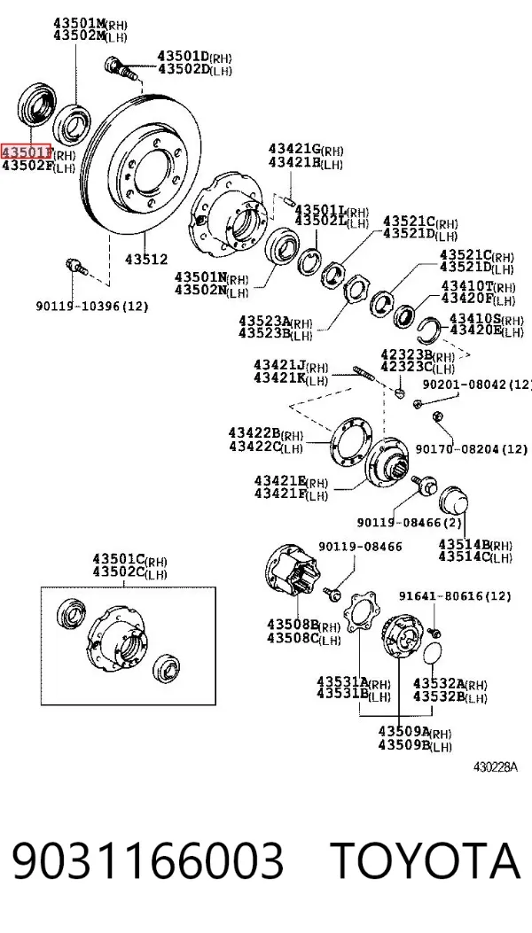 Uszczelniacz piasty przedniej 9031166003 Toyota