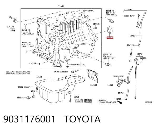 Uszczelniacz wału korbowego silnika tylny 9031176001 Toyota
