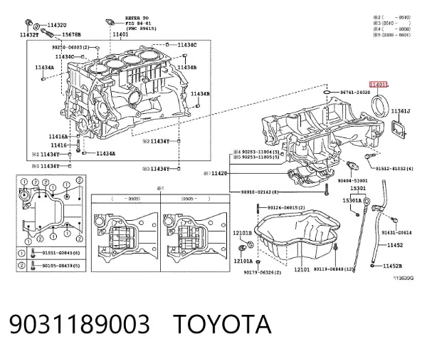 Uszczelniacz wału korbowego silnika tylny 9031189003 Toyota