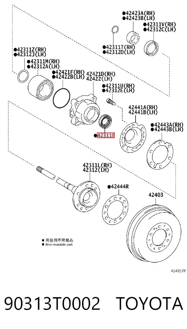 Uszczelniacz półosi mostu tylnego 90313T0002 Toyota