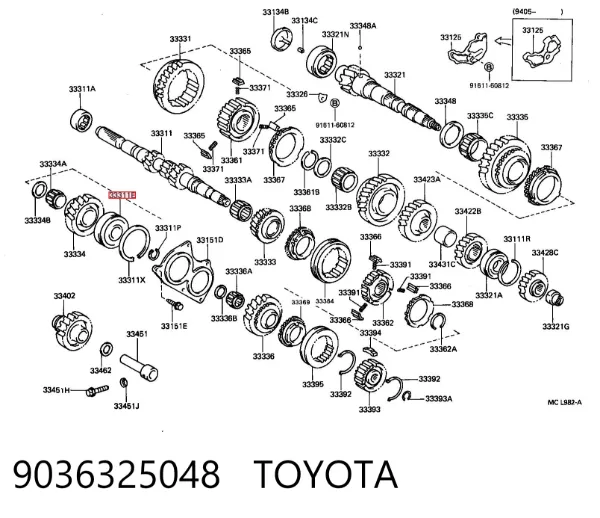 Łożysko wału sprzęgłowego skrzyni biegów 9036325048 Toyota