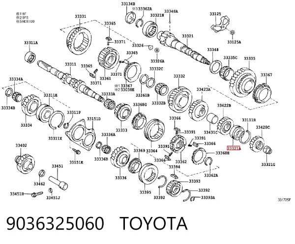 Łożysko wału głównego skrzyni biegów 9036325060 Toyota