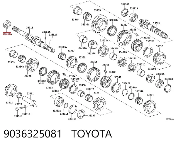Łożysko wału sprzęgłowego skrzyni biegów 9036325081 Toyota