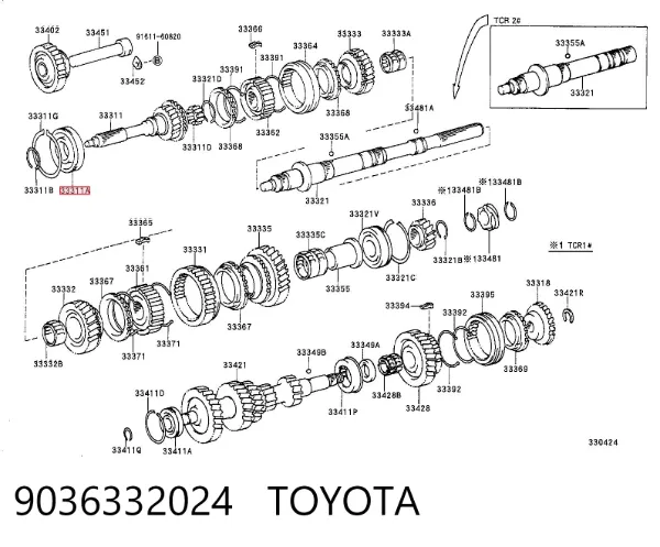 Łożysko wału sprzęgłowego skrzyni biegów Toyota Hiace III