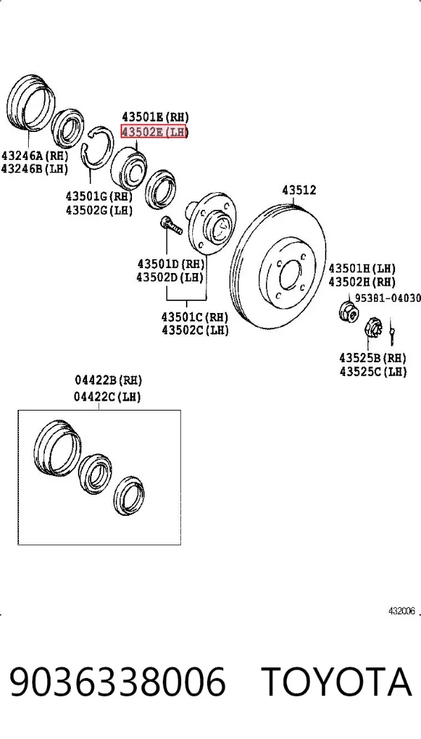 Łożysko piasty przedniej 9036338006 Toyota