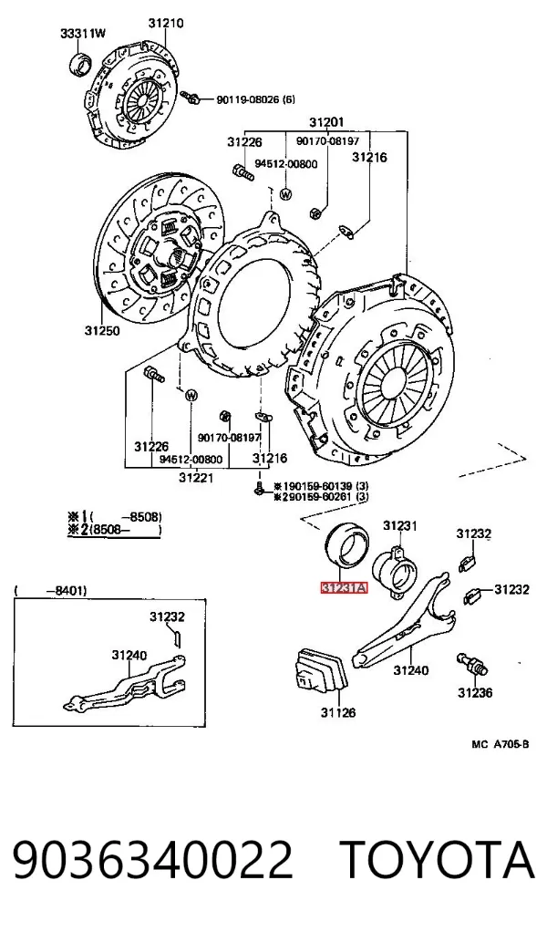 Łożysko wyciskowe sprzęgła 9036340022 Toyota