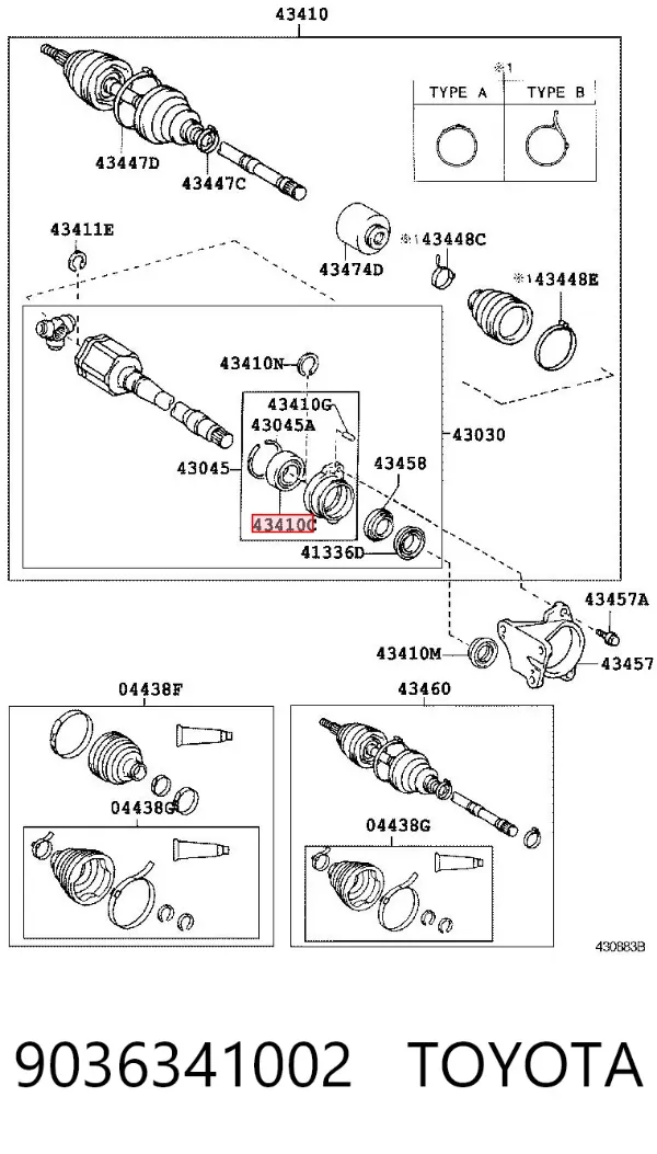 Łożysko półosi mostu przedniego 9036341002 Toyota