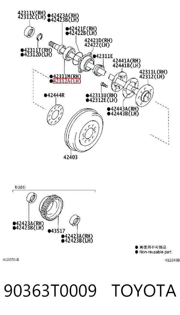 Lożysko piasty tylnej 90363T0009 Toyota