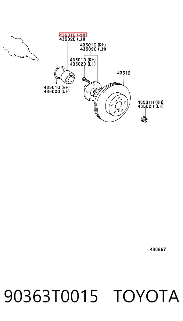 Łożysko piasty przedniej 90363T0015 Toyota