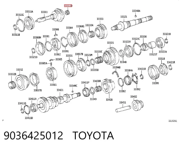 Łożysko wału sprzęgłowego skrzyni biegów Toyota Hiace IV