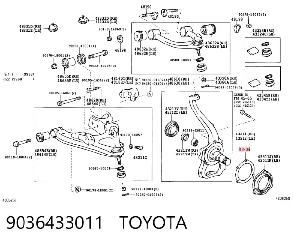 Tuleja zwrotnicy przedniej (czopu) 9036433011 Toyota