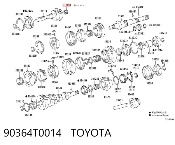Łożysko wału sprzęgłowego skrzyni biegów 90364T0014 Toyota