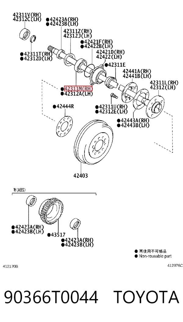 Lożysko piasty tylnej 90366T0044 Toyota
