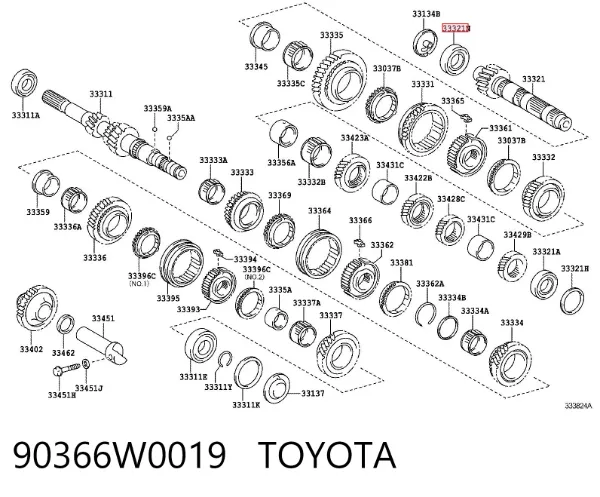 Łożysko wału głównego skrzyni biegów 90366W0019 Toyota