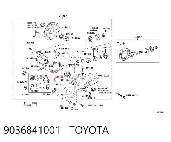 Lożysko piasty tylnej 9036841001 Toyota