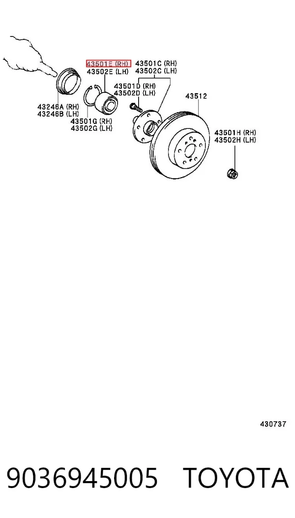 Łożysko piasty przedniej 9036945005 Toyota