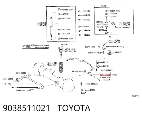 Silentblock stabilizatora tylnego 9038511021 Toyota
