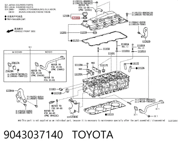 Uszczelka korka wlewu oleju 9043037140 Toyota