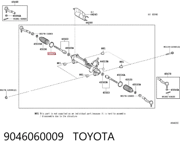 Uchwyt osłony maglownicy 9046060009 Toyota