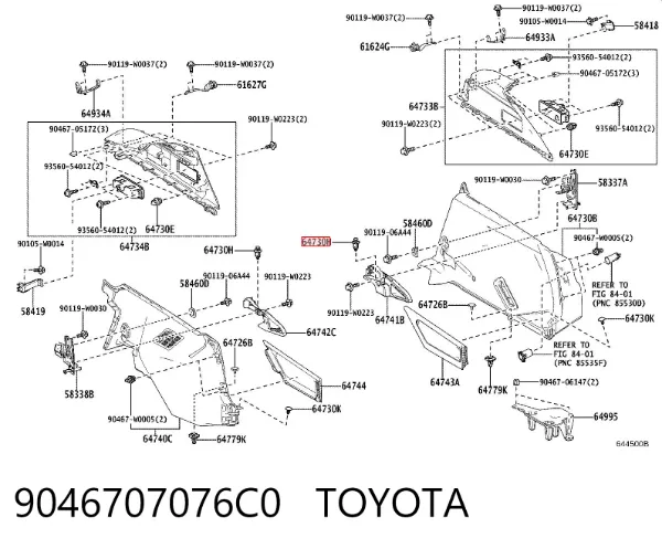 Spinka mocowania nakładek progów 9046707076C0 Toyota