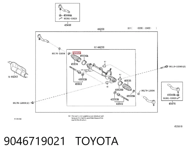 Uchwyt osłony maglownicy 9046719021 Toyota