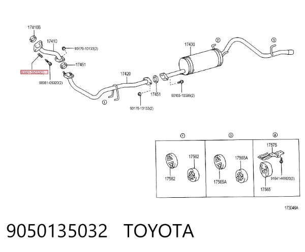 Sprężyna układu wydechowego 9050135032 Toyota