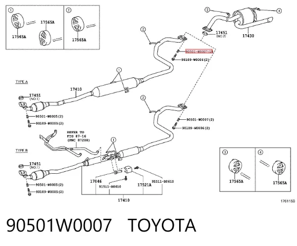 Sprężyna układu wydechowego 90501W0007 Toyota