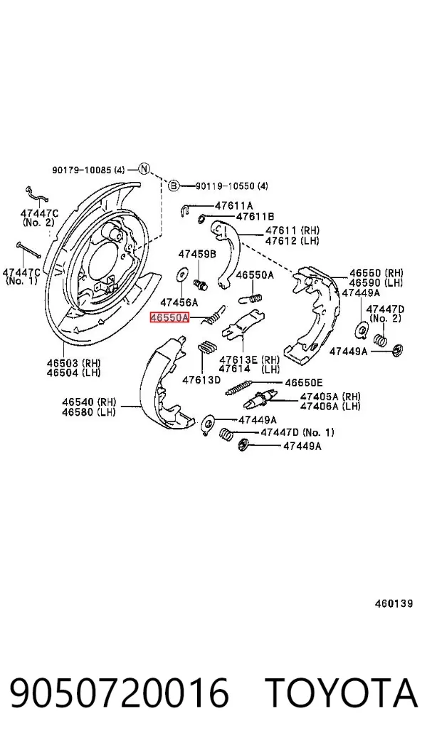 Zestaw montażowy szczęk hamulcowych tylnych 9050720016 Toyota