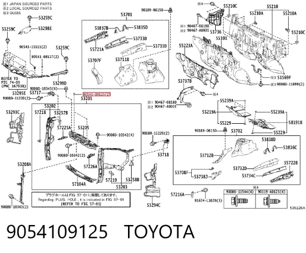 Odbój klapy bagażnika (drzwi 3/5 tylnych) 9054109125 Toyota