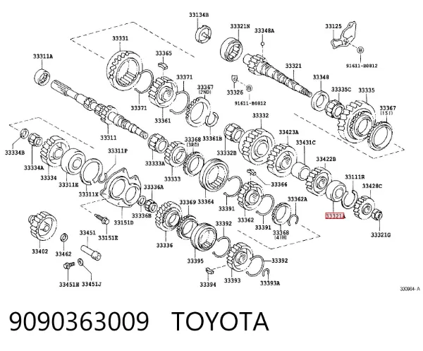 Łożysko wału głównego skrzyni biegów 9090363009 Toyota