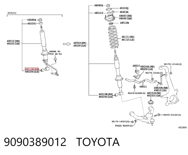 Silentblock amortyzatora przedniego 9090389012 Toyota