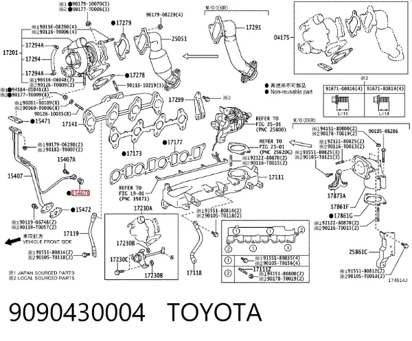 Uszczelka przewodu dopływu oleju do turbiny 9090430004 Toyota