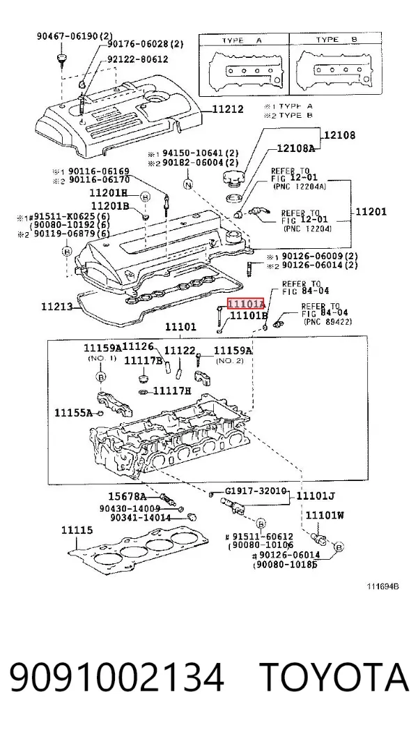 Śruba głowicy cylindrów 9091002134 Toyota