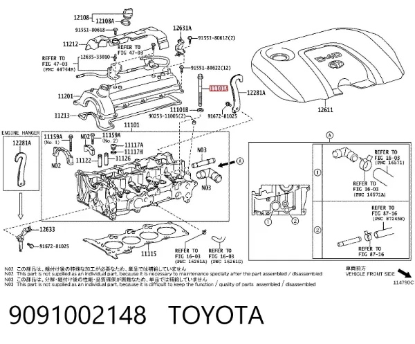 Śruba głowicy cylindrów Toyota Corolla E12