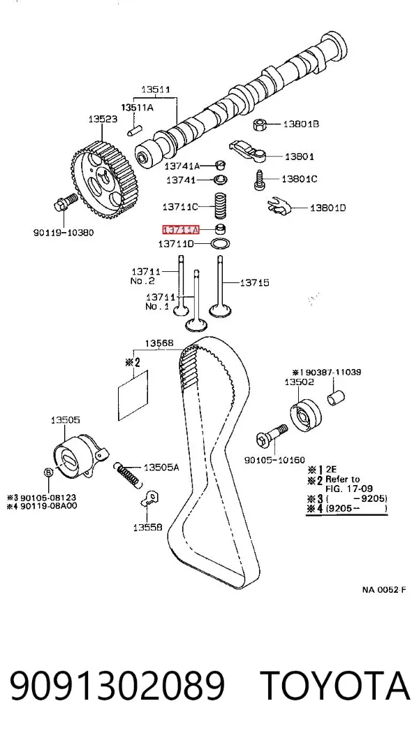 Uszczelniacz zaworu wylotowego, zestaw 9091302089 Toyota