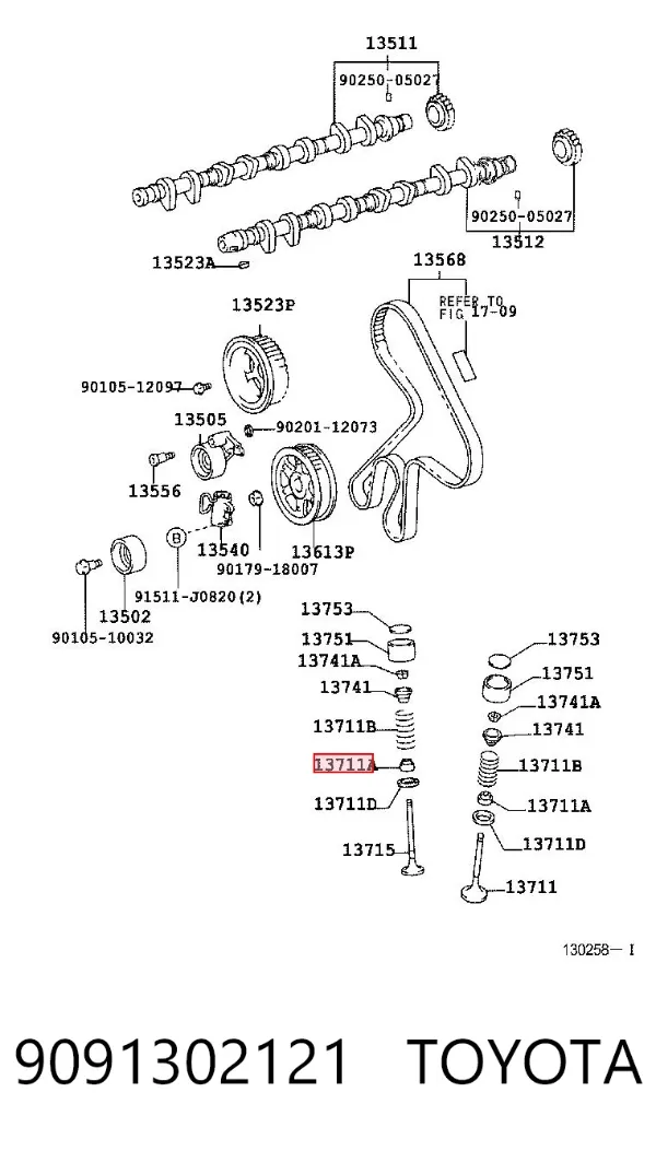 Uszczelniacz zaworu dolotowego/wylotowego 9091302121 Toyota