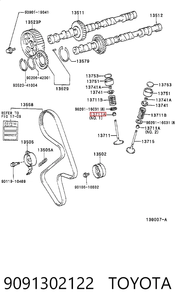 Uszczelniacz zaworu dolotowego, zestaw 9091302122 Toyota
