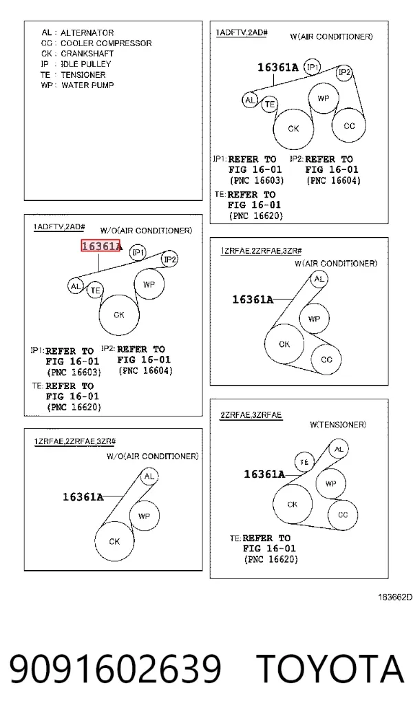 Pas napędowy mechanizmów 9091602639 Toyota