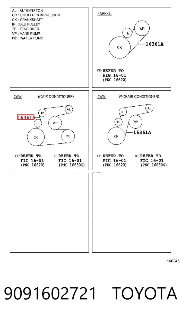Pas napędowy mechanizmów 9091602721 Toyota
