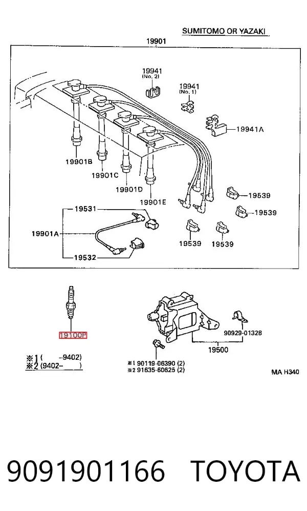 Świeca zapłonowa 9091901166 Toyota