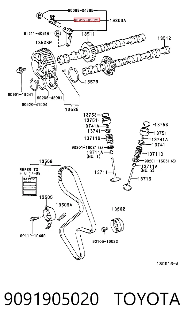Czujnik położenia wałka rozrządu 9091905020 Toyota