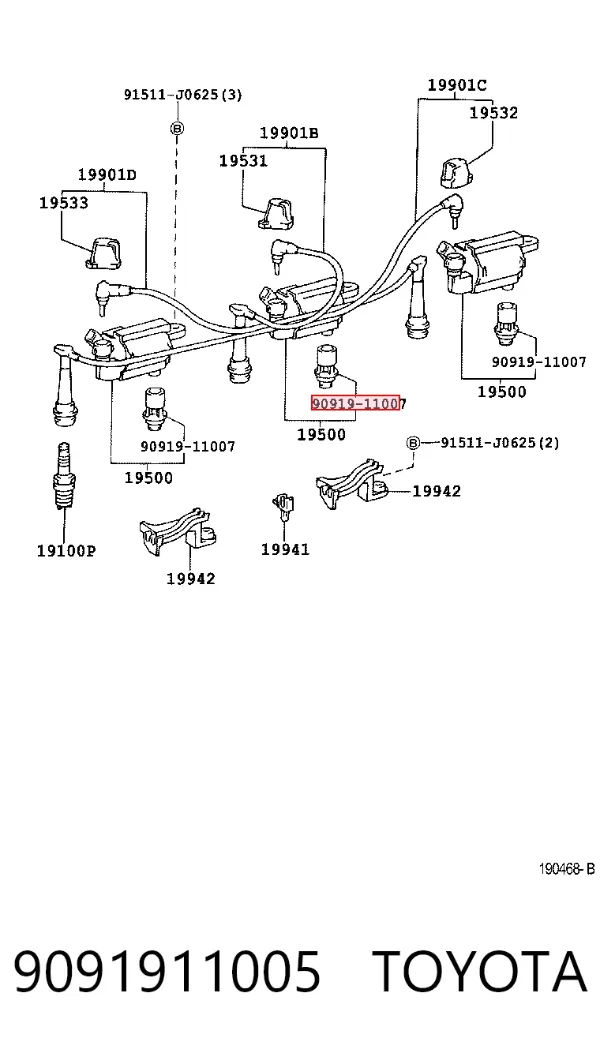 Końcówka świecy zapłonowej 9091911005 Toyota