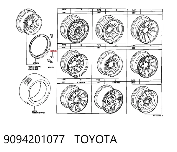 Nakrętka koła 9094201077 Toyota