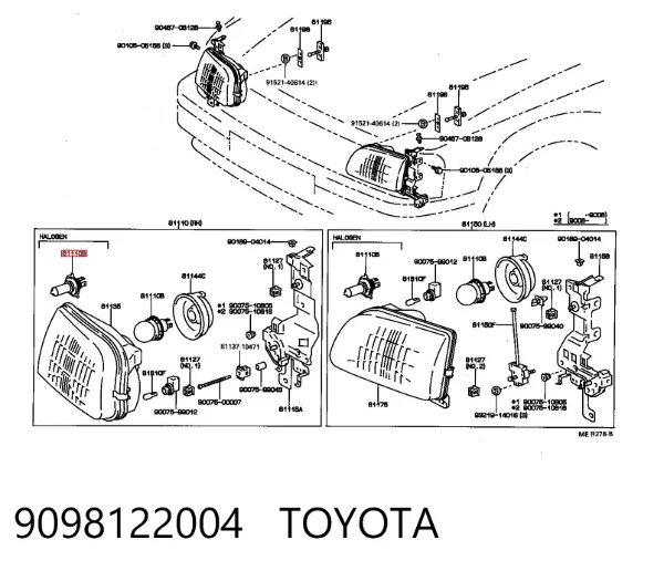 Żarówka lampy przeciwmgielnej 9098122004 Toyota